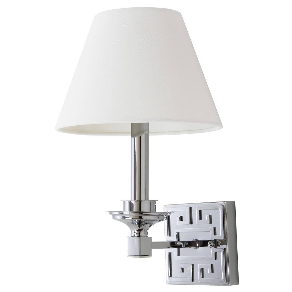 Elvira Chrome 15" Greek Key Dimmable Wall Sconce - Set of 2