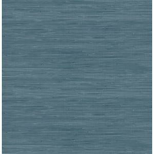 Blue Luxe Faux Grasscloth Peel and Stick Vinyl Wallpaper Roll