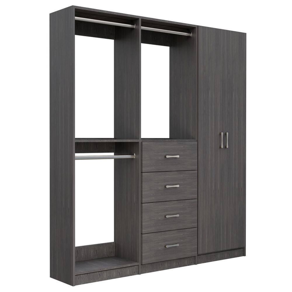 Alto Collection 91.5 in W Grey Wall Mounted Double Hang, 4-Drawer w Hang and Shelves w Full Doors Wood Closet System price history on PriceWatchPro