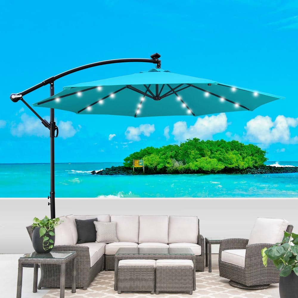 10 ft.Outdoor Patio Umbrella, Solar Powered LED Lighting Waterproof Umbrell