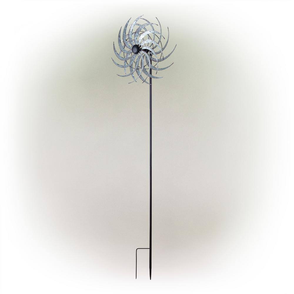 Rustic Galvanized Metal Windmill Garden Stake, 58 Inches