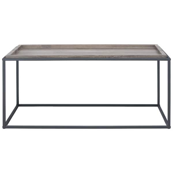 SAFAVIEH Andey 39.4 in. Brown/Black Rectangle Wood Coffee Table