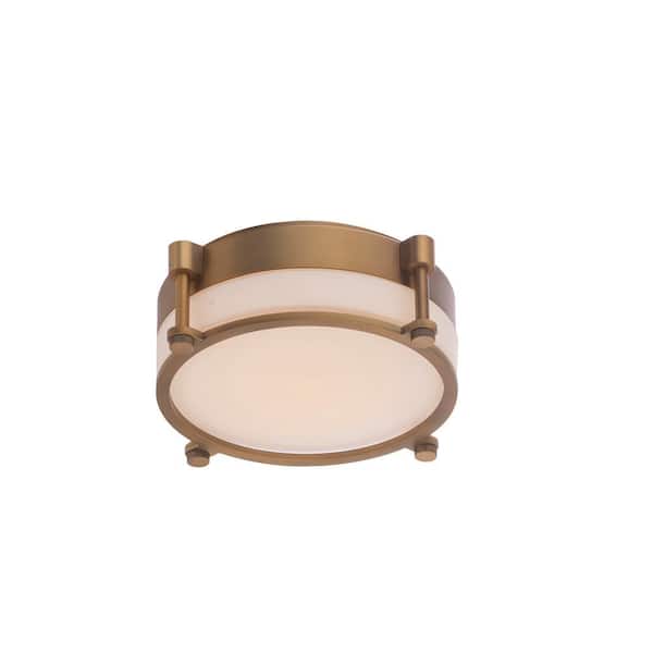 WAC Lighting Wright 10 in. 1-Light 3000K Aged Brass LED Flush Mount