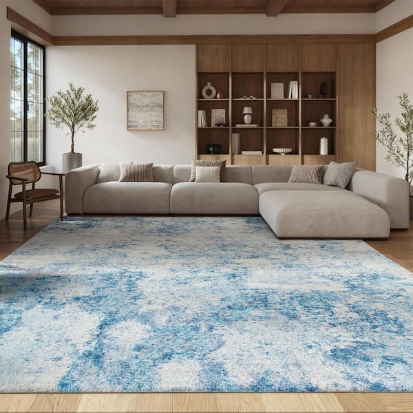 Brentwood 2 ft. x 4 ft. Ivory/Navy Abstract Area Rug