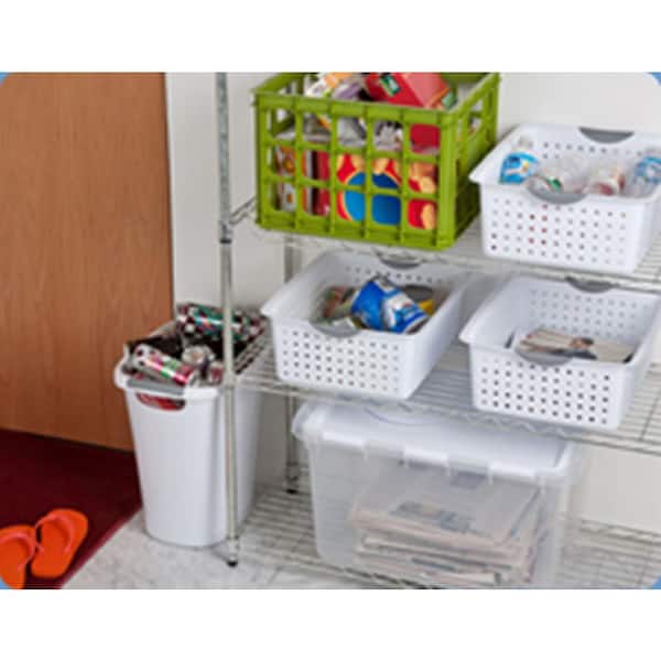 STORAGE CADDY BASKETS WITH HANDLE EASY CUPBOARD STORAGE SOLUTIONS SET OF 6 CLEAR 