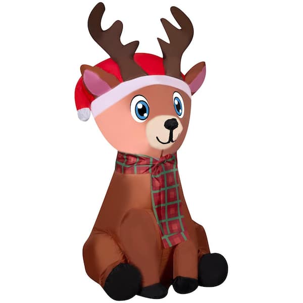 Home Accents Holiday 3.5 ft. H x 1.81 ft. W Airblown Reindeer Christmas Inflatable with LED Light