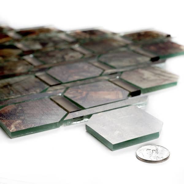 Art Deco Agate Stone Diamond Ring Mosaic 12 in. x 12 in Stone Look Glass Wall Tile (10 Sq. Ft./Case)