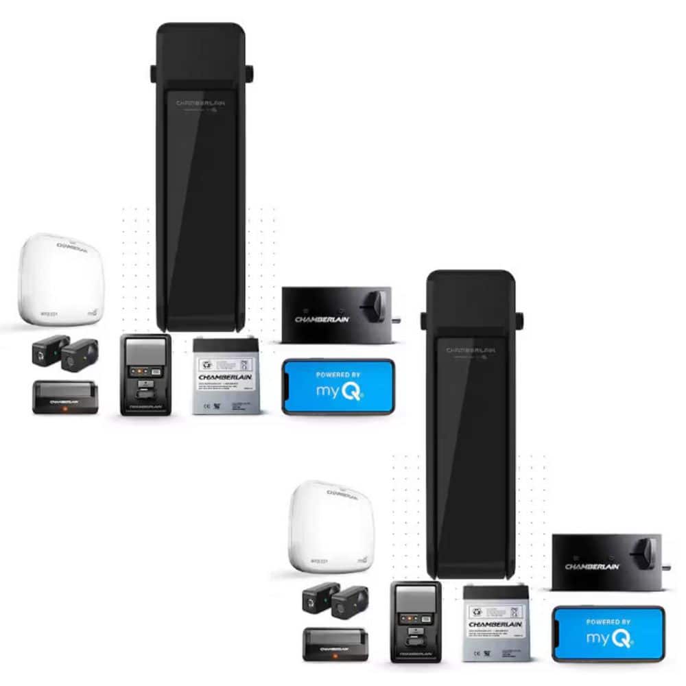 Wall Mount Drive Ultra-Quiet Smart Garage Door Opener with Battery Backup and WiFi Connection x2