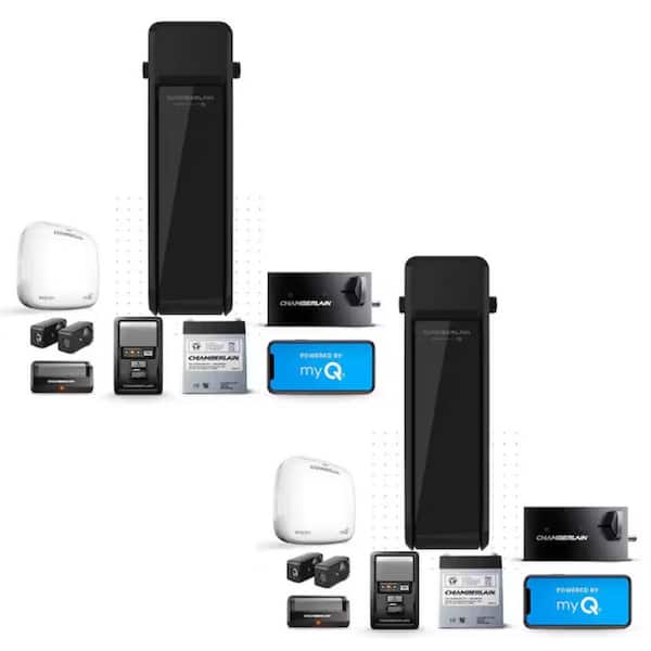 Wall Mount Drive Ultra-Quiet Smart Garage Door Opener with Battery Backup and WiFi Connection x2