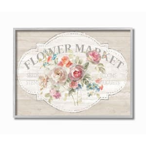 11 in. x 14 in. "Vintage Flower Market Sign" by Danhui Nai Framed Wall Art