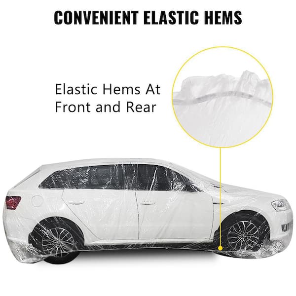 VEVOR Plastic 22 ft. x 12 ft. Car Cover Disposable Car Covers Universal Car Cover Waterproof Dust-proof Full Cover (10-Pieces), Clear