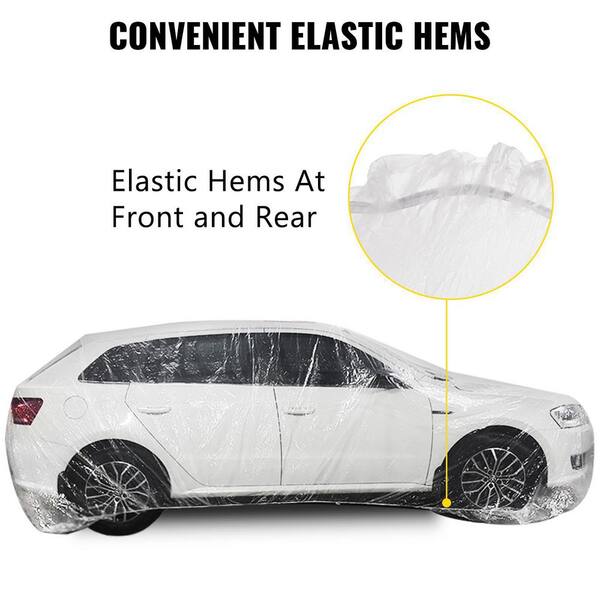 PartsW Clear Universal Car Cover – 12x22 Ft – Indoor Dust & Rain Protection – Disposable – Water-Resistant