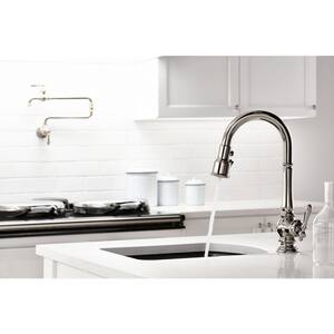 Artifacts Single Handle Pull-Down Kitchen Sink Faucet with 3-Function Sprayhead in Matte Black