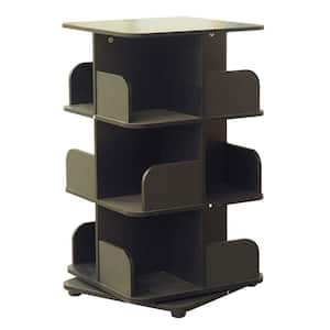 SignatureHome Angelica Black Finish Wood Material 3-Tier Revolving Bookcase With 12 Shelves Size: 19"W x 19"L x 32"H