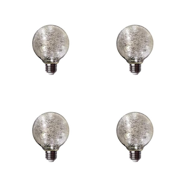 11-Watt Equivalent G25 Globe Fairy Light Crackle Glass LED Light Bulb in Soft White (4-Pack)