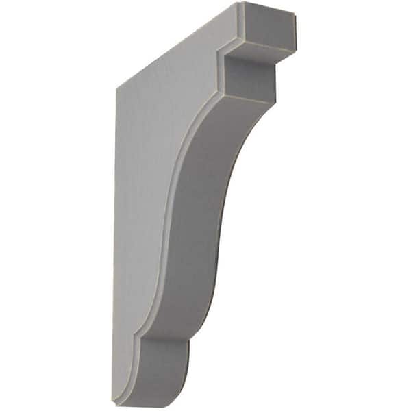 Ekena Millwork 1-3/4 in. x 9-1/2 in. x 7-1/4 in. Pebble Grey Bedford Wood Vintage Decor Bracket