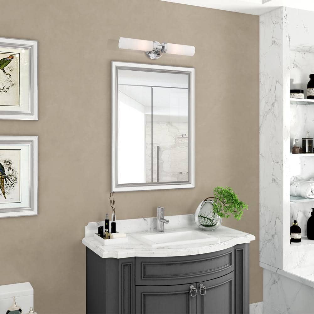 Aero 18" Chrome 2-Light Bath Vanity with Opal Glass