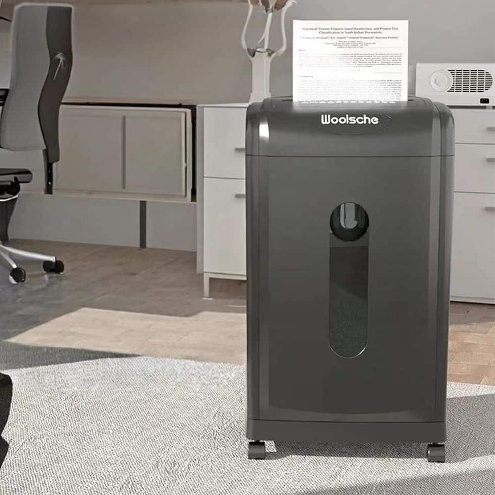 Black 26 in. H 19-Sheet Cross-Cut Paper/Credit Card Document Shredder with 