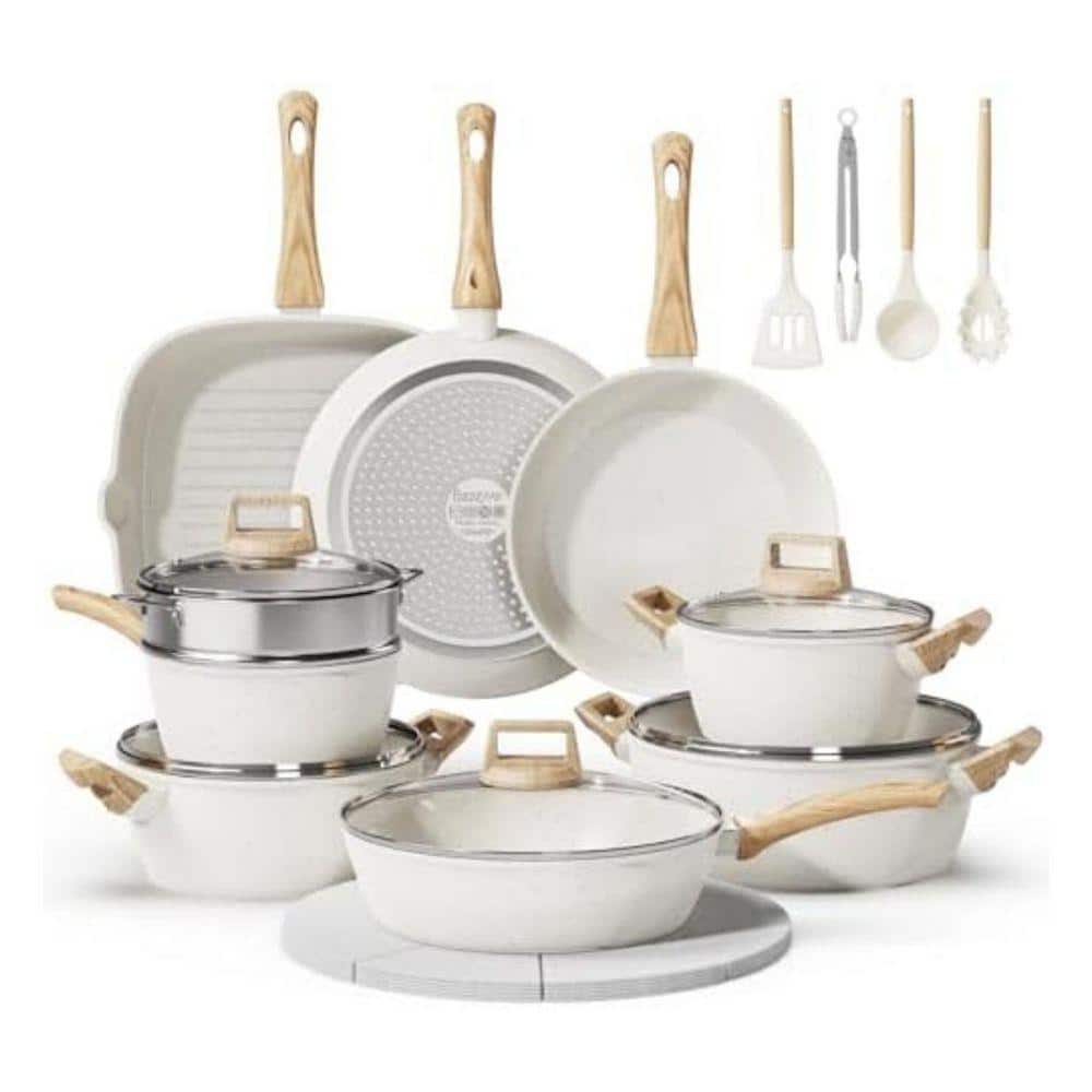 6.8 qt. Ceramic Cookware Set with 3 Stockpots, Non Stick, Healthy