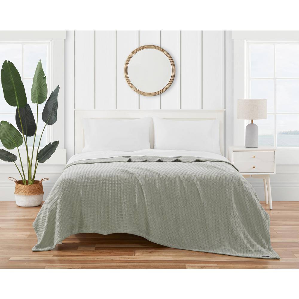 Coastal Knit Full/Queen Cotton Blanket in Pelican Grey