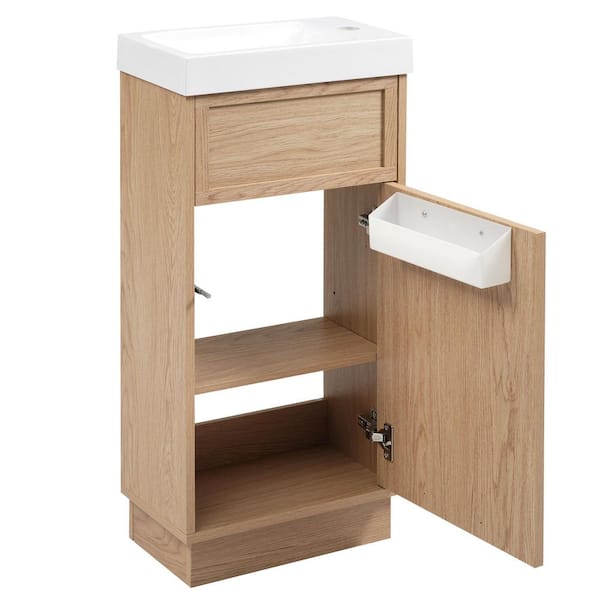 15.75 in. W x 8.75 in. D x 34.1 in. H Bathroom Brown Linen Cabinet