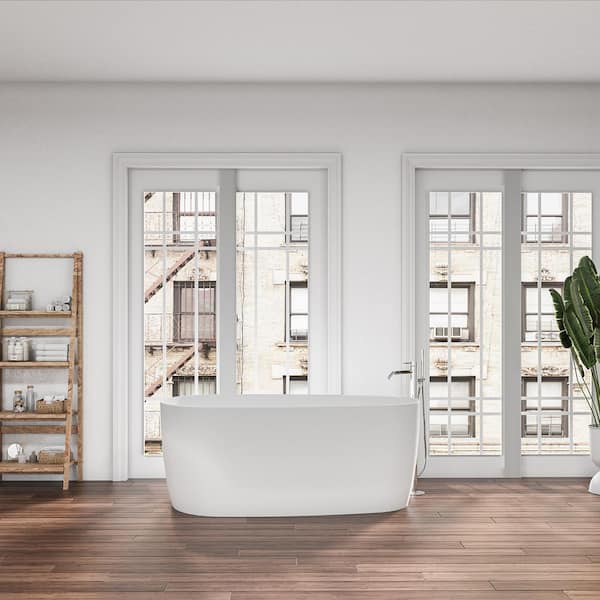 ROSWELL Viana 67 in. Acrylic Flatbottom Soaking Bathtub in Matt White