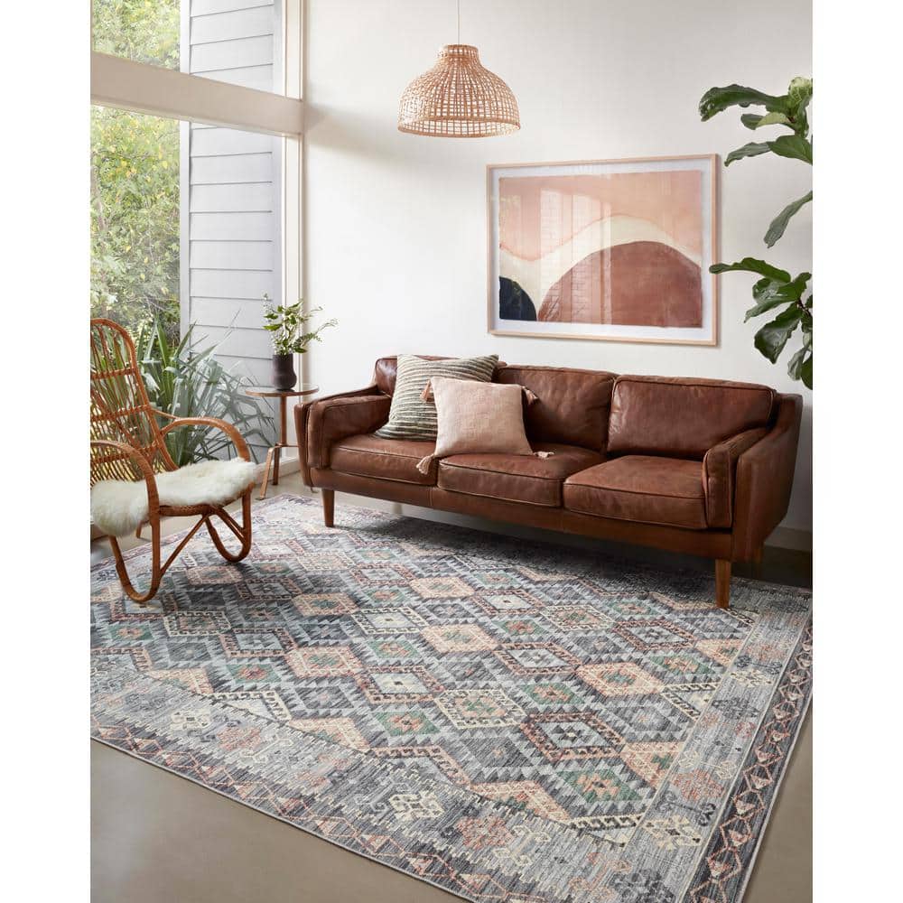 Zion Southwest Flair Low-Pile Rectangular Rug, Gray, 27" x 45"