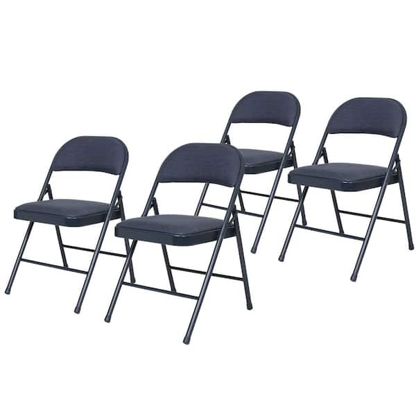 Bernadine Basics Fabric Folding Chair, Blue, Pack of 4