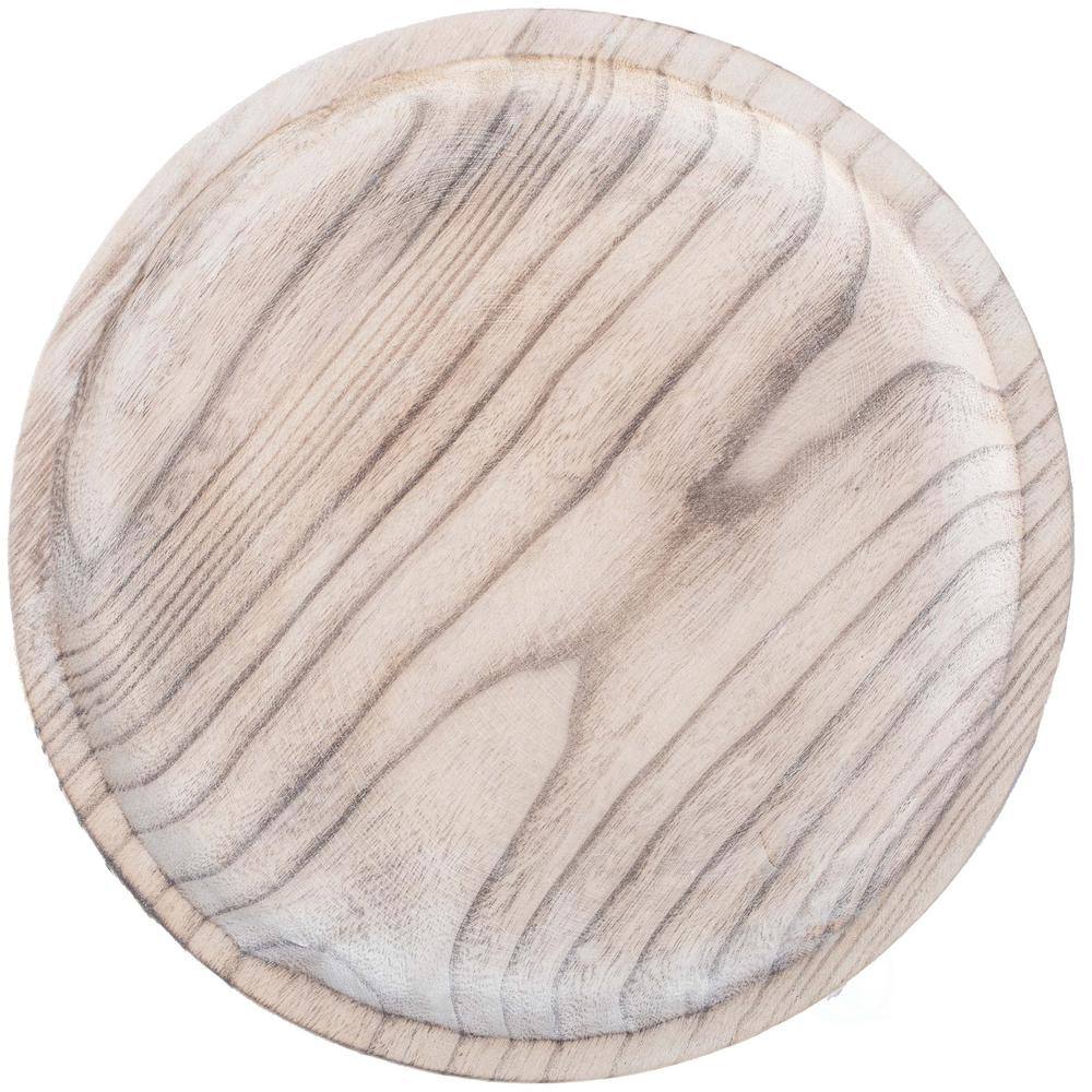 Rustic Paulownia Wood Round Display Tray, 11.75"