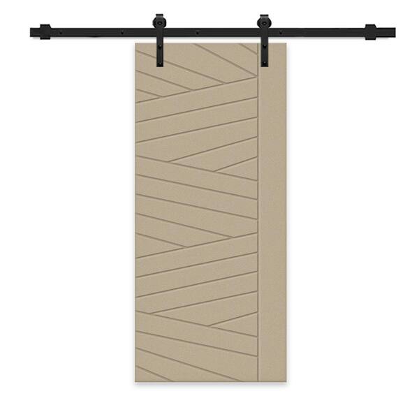 CALHOME 30 in. x 84 in. Unfinished Composite MDF Paneled Interior Sliding Barn Door with Hardware Kit