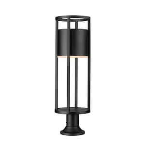 Luca 1-Light Black Aluminum Hardwired Outdoor Weather Resistant Post Light with Integrated LED