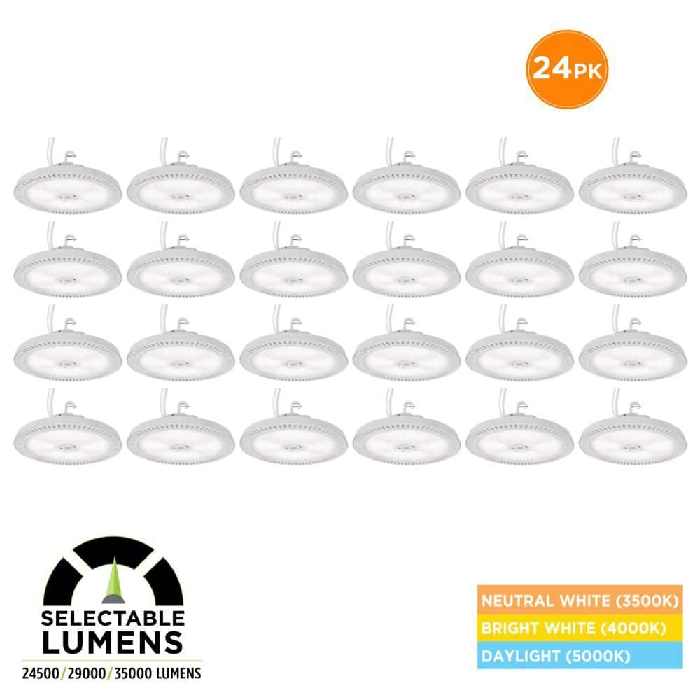 24-Pack 1.1 ft. 1000-Watt Equivalent Industrial White LED High Bay Light, 35000 Lumens, Selectable 3500K 4000K 5000K price history on PriceWatchPro