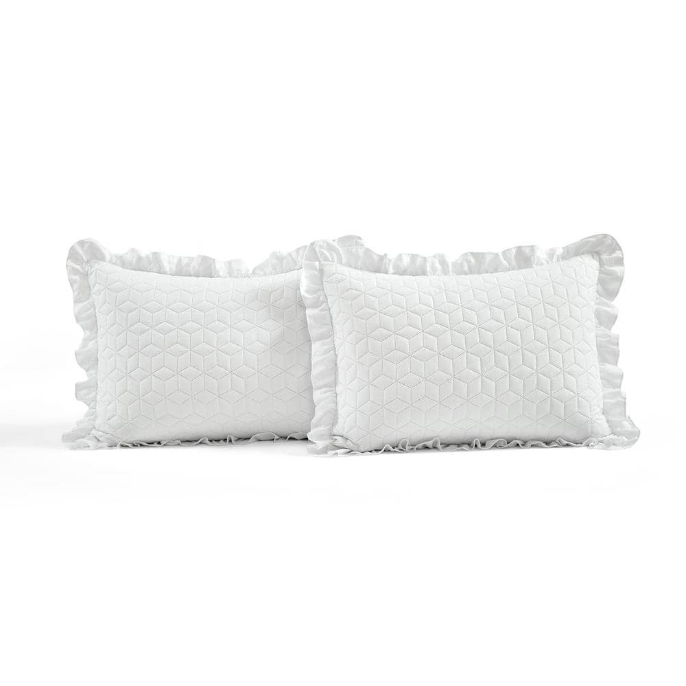 White Queen Microfiber Bedspread Set with Ruffle Skirt