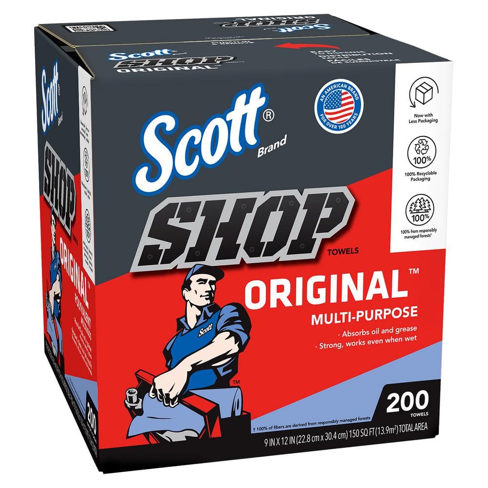 Scott Blue Pop-Up Box Shop Towels (200/Box) 75190 - The Home