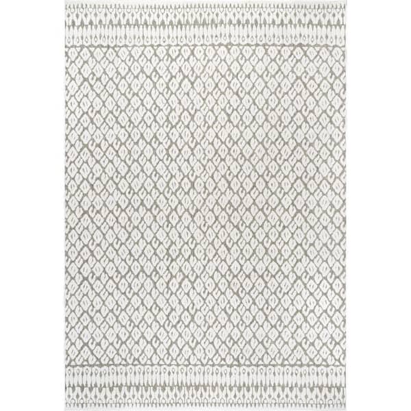 nuLOOM Wendy Textured Diamond Trellis Grey 5 ft. x 8 ft. Indoor/Outdoor Area Rug