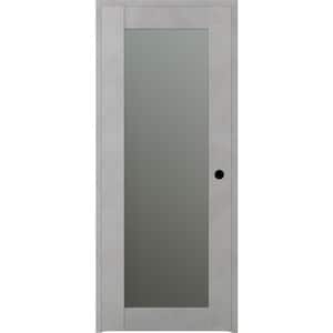 18 in. x 80 in. Vona 207 Left-Hand Frosted Glass Solid Core Light Urban Wood 1-Lite Single Prehung Interior Door