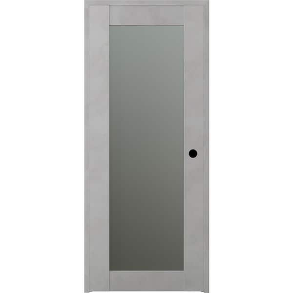 Belldinni 32 in. x 80 in. Vona 207 Left-Hand Frosted Glass Solid Core Light Urban Wood 1-Lite Single Prehung Interior Door