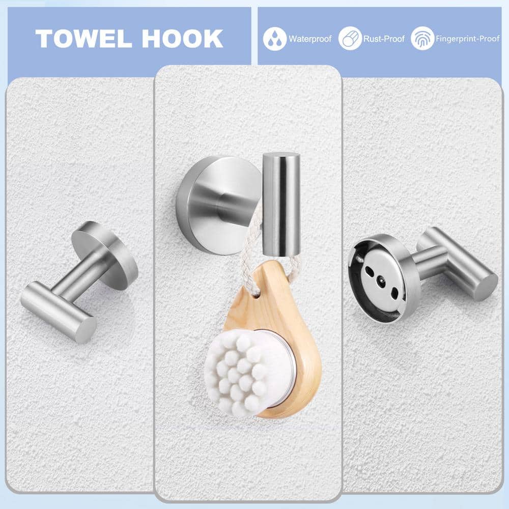 Brushed Nickel 3-Piece Stainless Steel Bathroom Hardware Set