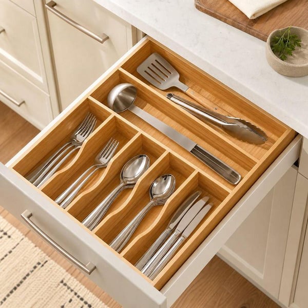 holz kochbesteck Teak Natürliche Kochgeschirr Küche Utensilien... – Grandado Ausführung:3 Fächer – 18cm