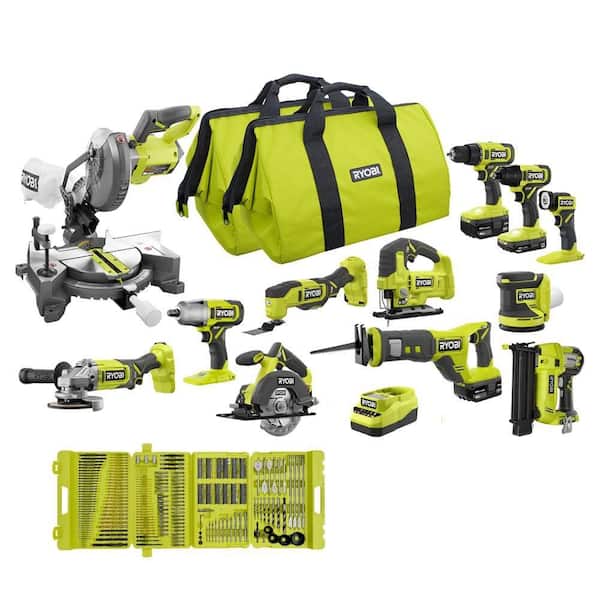 ONE+ 18V Cordless 12-Tool Combo Kit with 2.0 Ah Battery and (2) 4.0 Ah Batteries, Charger with 300 Piece Drill/Drive Kit