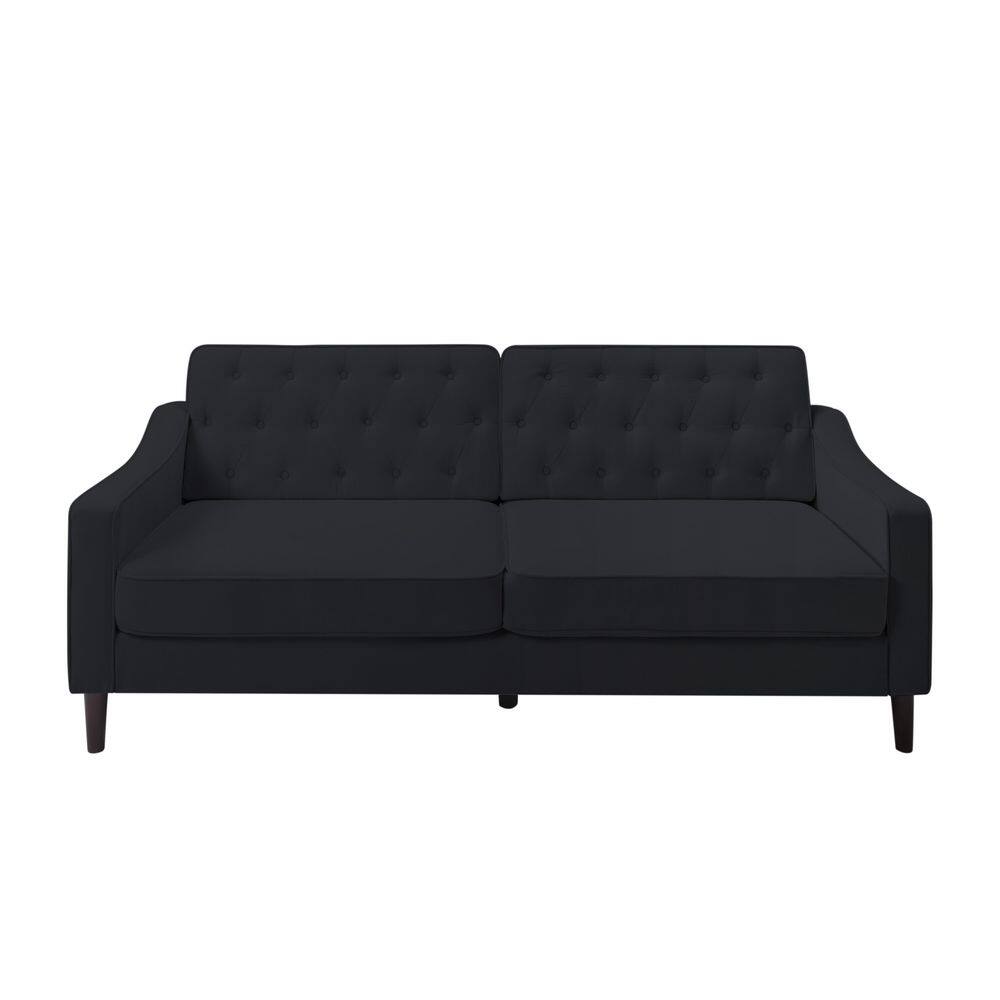 70 Linen Blend Square Arms Black Metal Legs Multi-Back Cushions Sofa