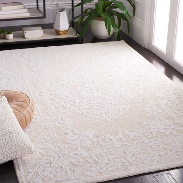 Abstract Ivory/Beige 6 ft. x 9 ft. Modern Transitional Area Rug