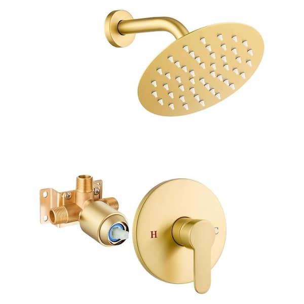 Single Handle 1-Spray Shower Faucet 2.3 GPM with Male Threads Rough-in Valve Brushed Gold
