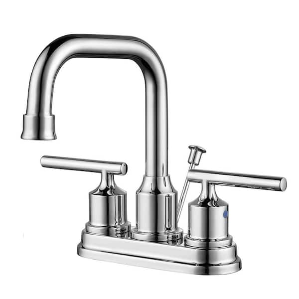 ALEASHA 4 in. Centerset Double-Handle High Arc Bathroom Sink Faucet in Chrome