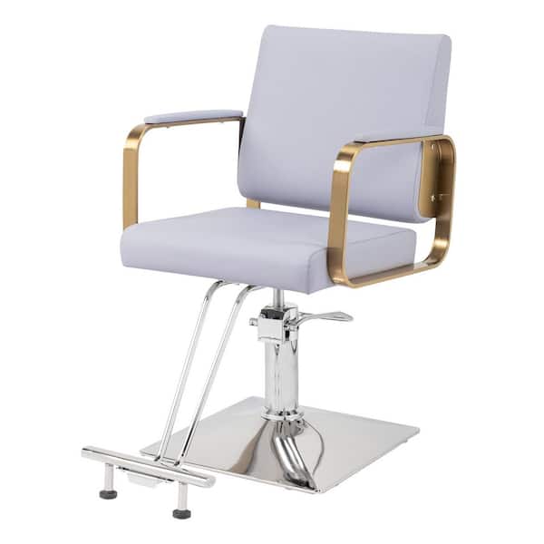 Karl home Faux Leather Seat Swivel Salon Chair in Purple