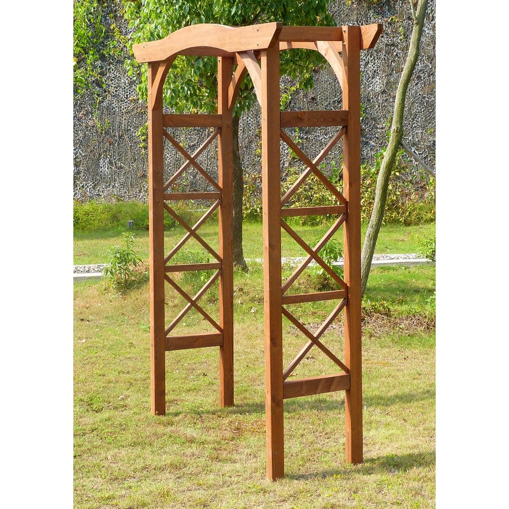 Venice Hemlock Wood Garden Arbor with Lattice Sides