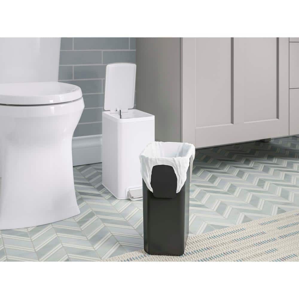 6-Liter Stainless Steel and White Step Trash Can