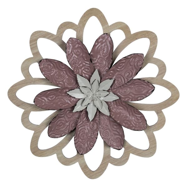 HomeRoots 16 in. Multicolor Pink Embossed Floral Wall Decor