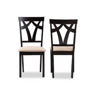 Sylvia Sand and Espresso Brown Fabric Dining Chair (Set of 2)