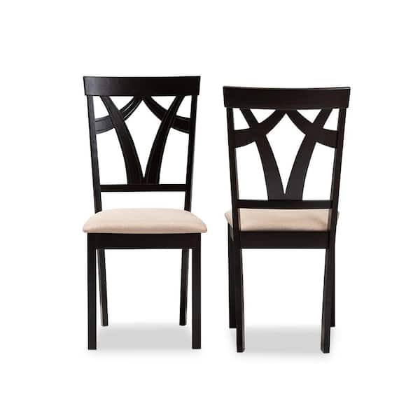 Baxton Studio Sylvia Sand and Espresso Brown Fabric Dining Chair (Set of 2)